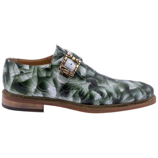 MAURI Men’s Alligator Leather Shadow White Smoke Hunter Green Luxury Dress Shoes