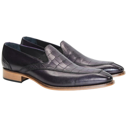 Duca Trento Men's Shoes - Purple Crocodile Print - Calf-Skin Leather Slip-On