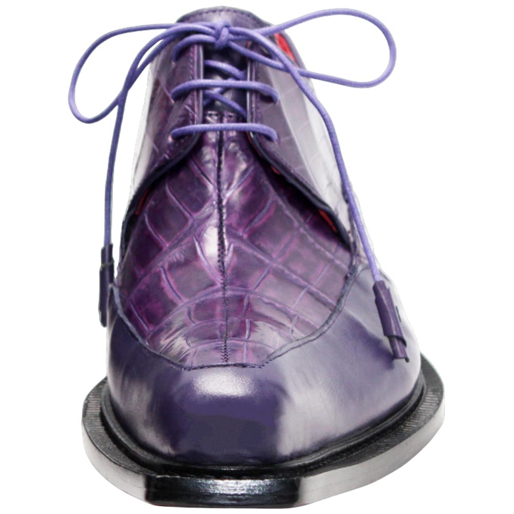 Fennix Frank Men's Purple Calf Leather/Alligator Exotic Oxfords Shoes