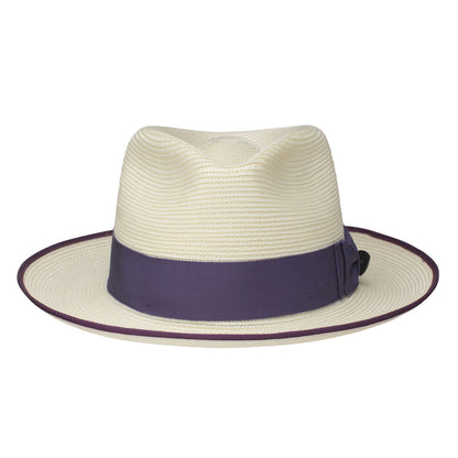 Dobbs Bradshaw Milan Straw Hat in Ivory/Purple