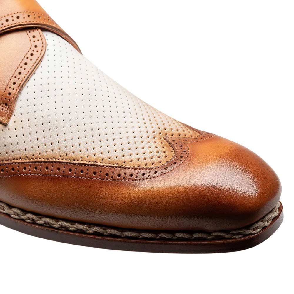 Mezlan Men’s Wingtip Spectator Monk Strap Camel/Bone Two-Tone Dress Shoes