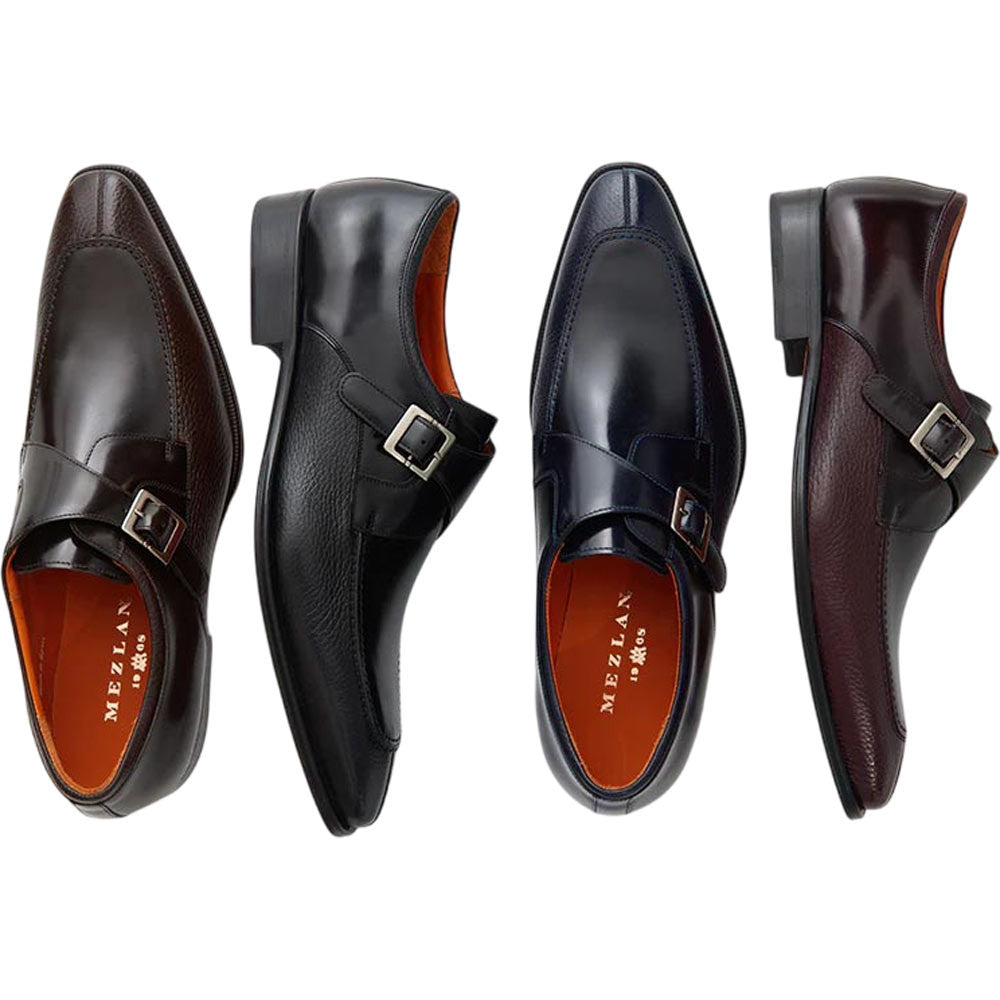 Mezlan Men's Pego Deerskin & Calfskin Monk Strap in Brown