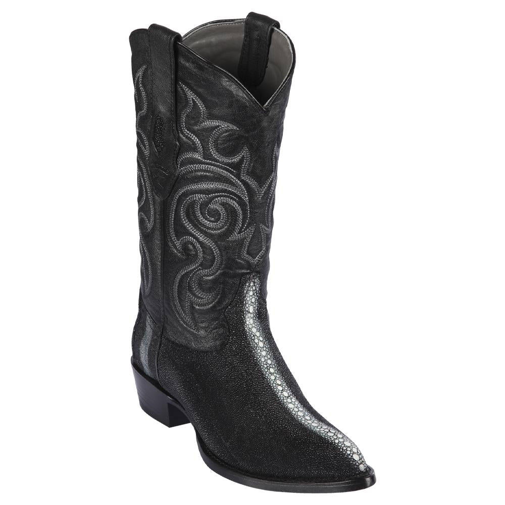 Los Altos Black J-Toe Genuine Stingray Rowstone