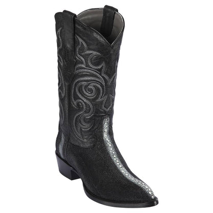 Los Altos Black J-Toe Genuine Stingray Rowstone