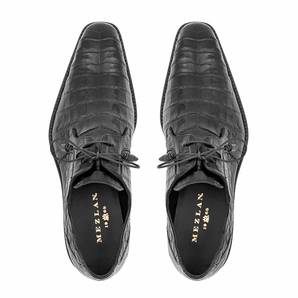 Mezlan of Spain Genuine Crocodile Skin Black Derby Shoes ANDERSON (USA Men Size)
