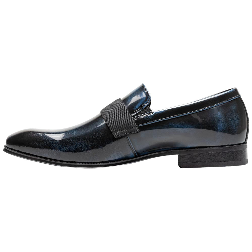 Florsheim Men's High Gloss Patent Leather Strap Navy Loafer Tux