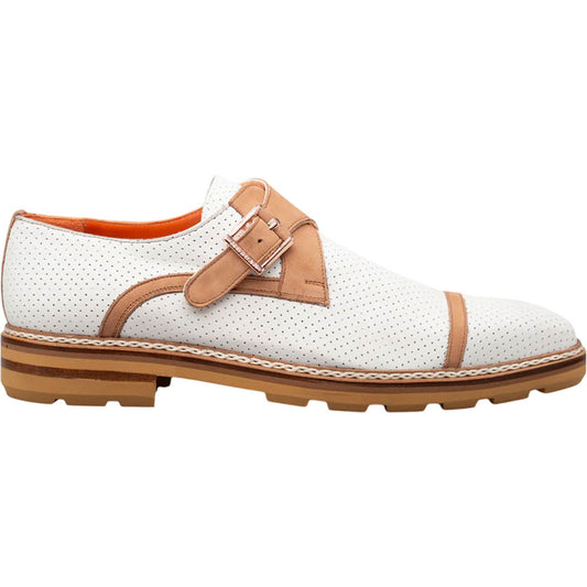 Mezlan Men's Bone/Cognac Summertime Rubber-Lite Monk Strap Shoes