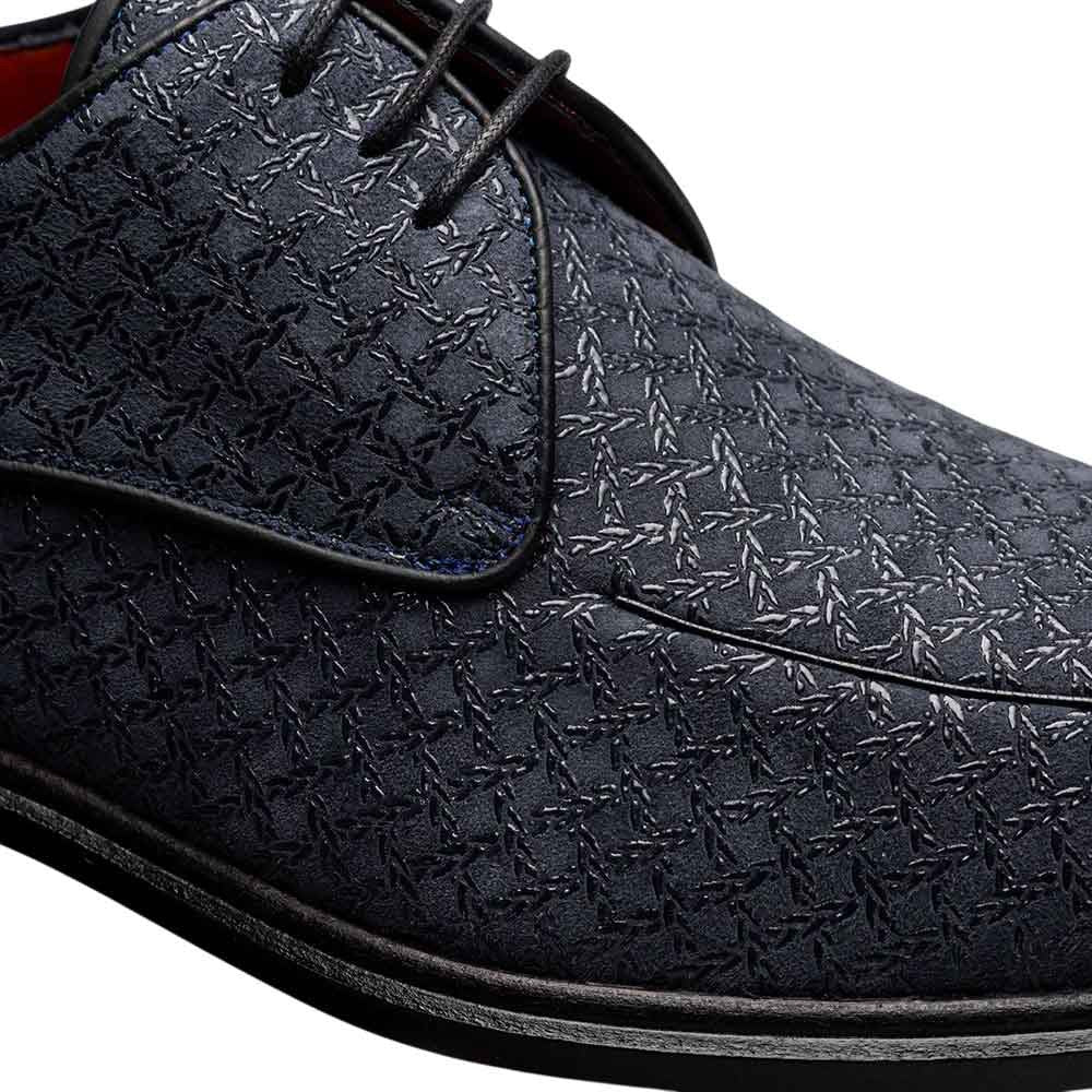 Mezlan Montage Printed Suede Derby - Men's Blue Exclusive Printed Suede Derby