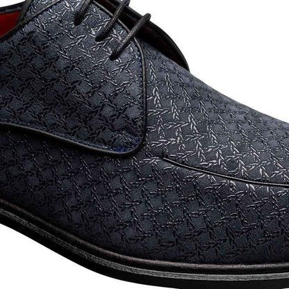Mezlan Montage Printed Suede Derby - Men's Blue Exclusive Printed Suede Derby