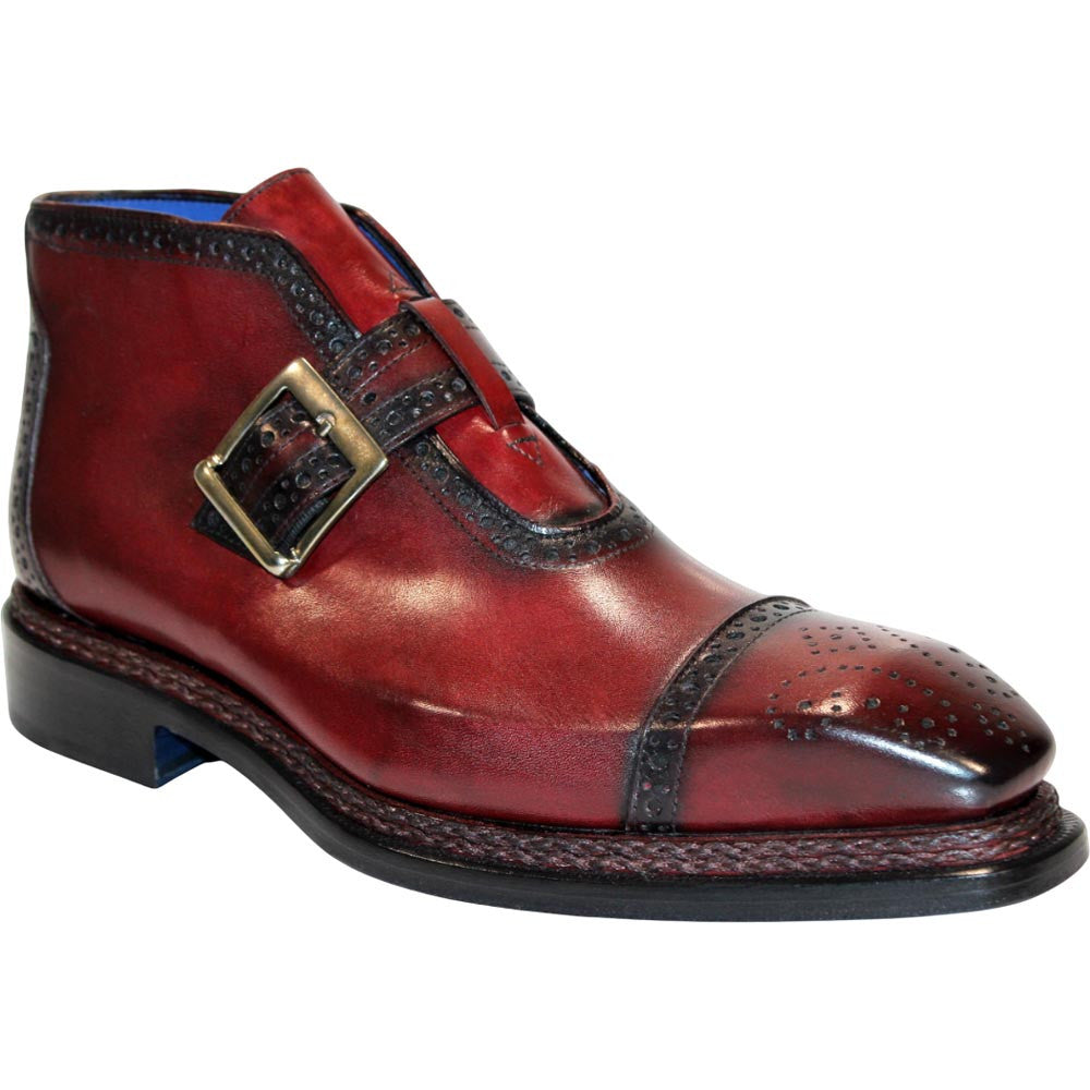 EMILIO FRANCO Aldo Antique Red Leather Buckle Boots