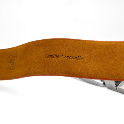 Riccardo Genuine Exotic Caiman Fuscus-Belly Brandy Belt with a Chrome Buckle | Marco Di Milano Exotic Belt