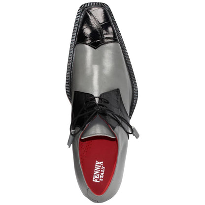 Fennix of Italy Genuine Alligator Skin LANDON 2 Black/Grey Shoes (USA Men Size)