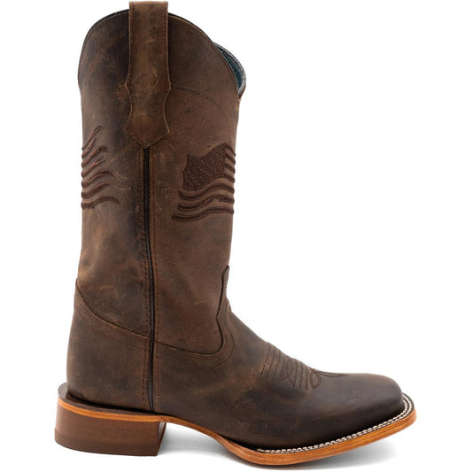 Ferrini Men's Patriot Chocolate Square Toe Leather Cowboy Boots