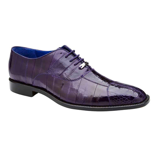 Belvedere Mare Purple Men's Genuine Ostrich & Eel Split-Toe Oxford Shoes