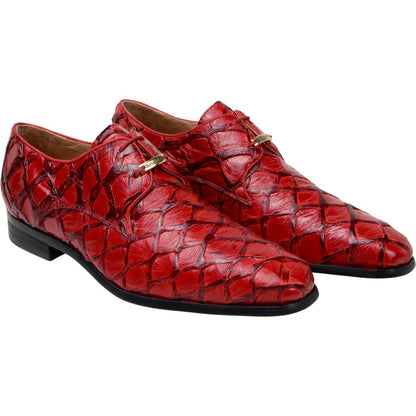 Belvedere Renzo Red Men’s Genuine Pirarucu Dress Shoes