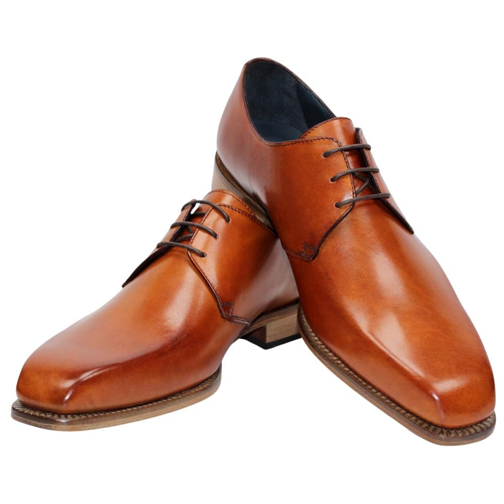 DUCA Sermoneta Cognac Men's Italian Calf Leather Derby Dress Shoes