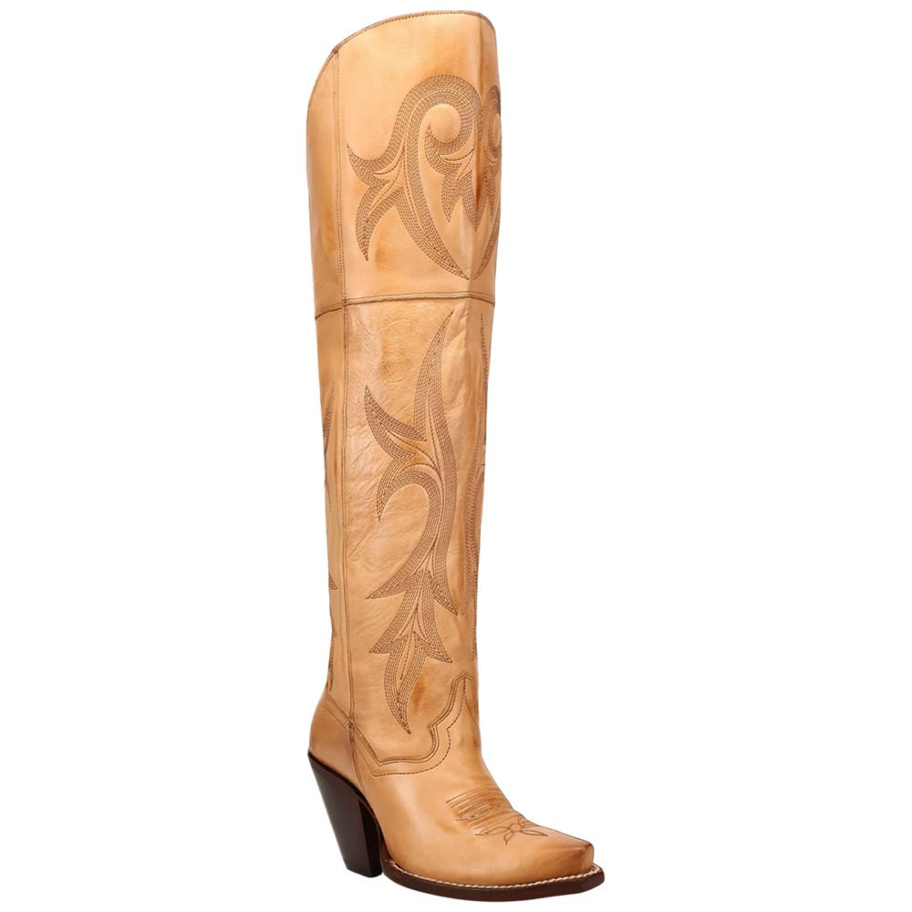 Dan Post Jilted Women's Light Tan Distressed Leather Over-the-Knee Boot - 20" Shaft