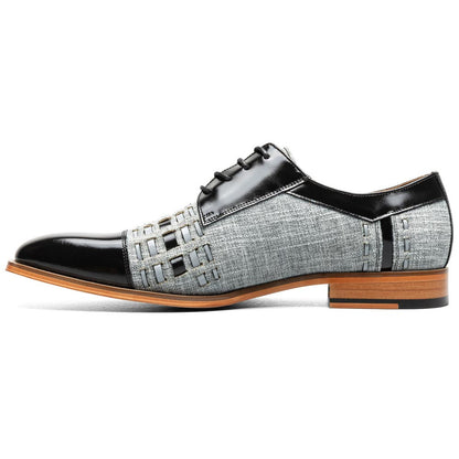 Stacy Adams Men’s Halstead Black/Grey Woven Cut Cap Toe Oxfords