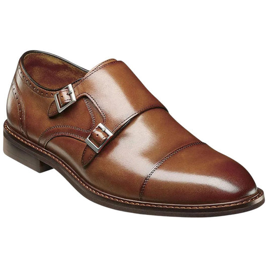 Stacy Adams Boswell Brandy Cap Toe Double Monk Strap Shoes for Men