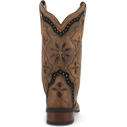 Laredo Bouquet Honey Leather Square Toe Western Cowgirl Boots (USA Women Size)