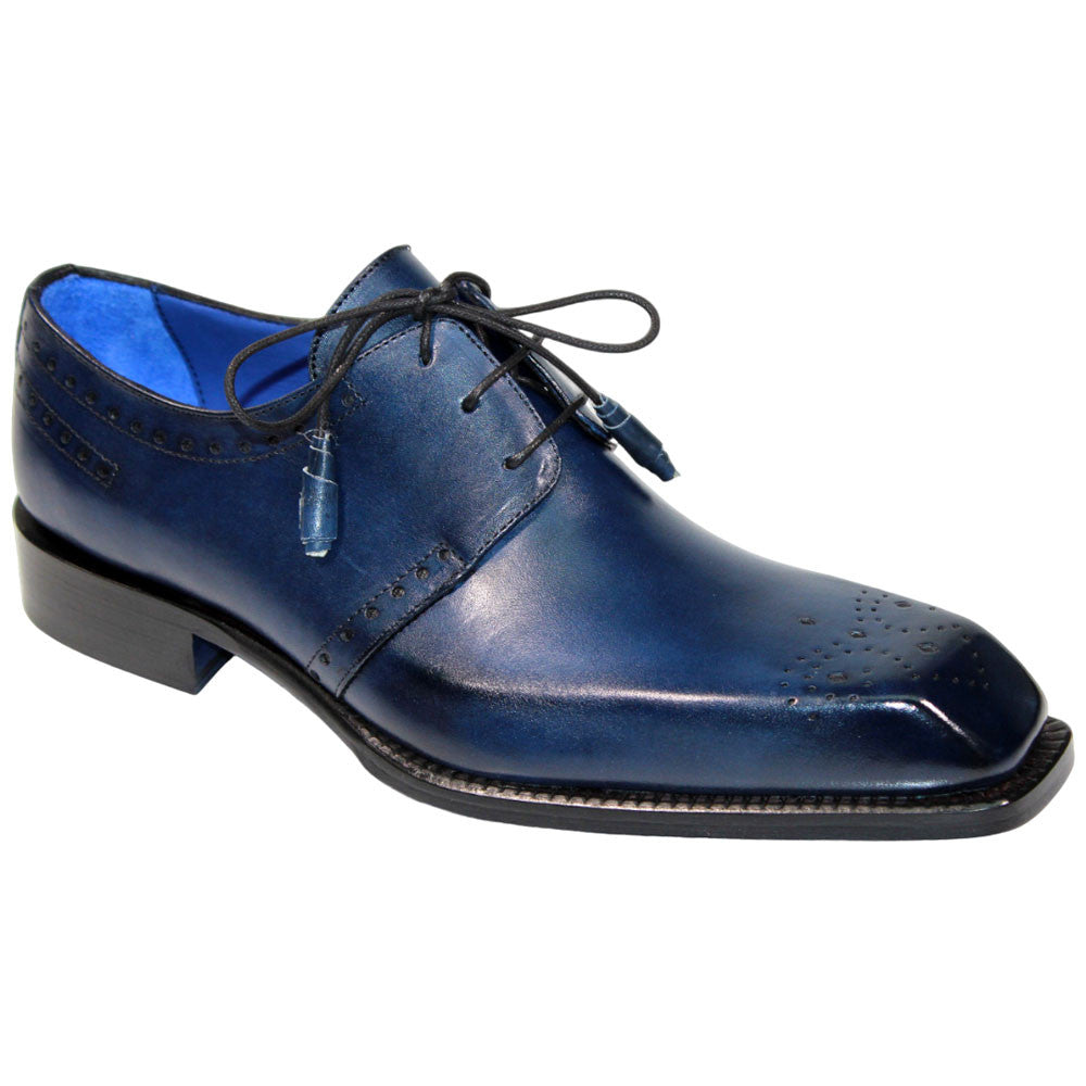 EMILIO FRANCO Lando Navy Calf-Skin Leather Oxfords Shoes