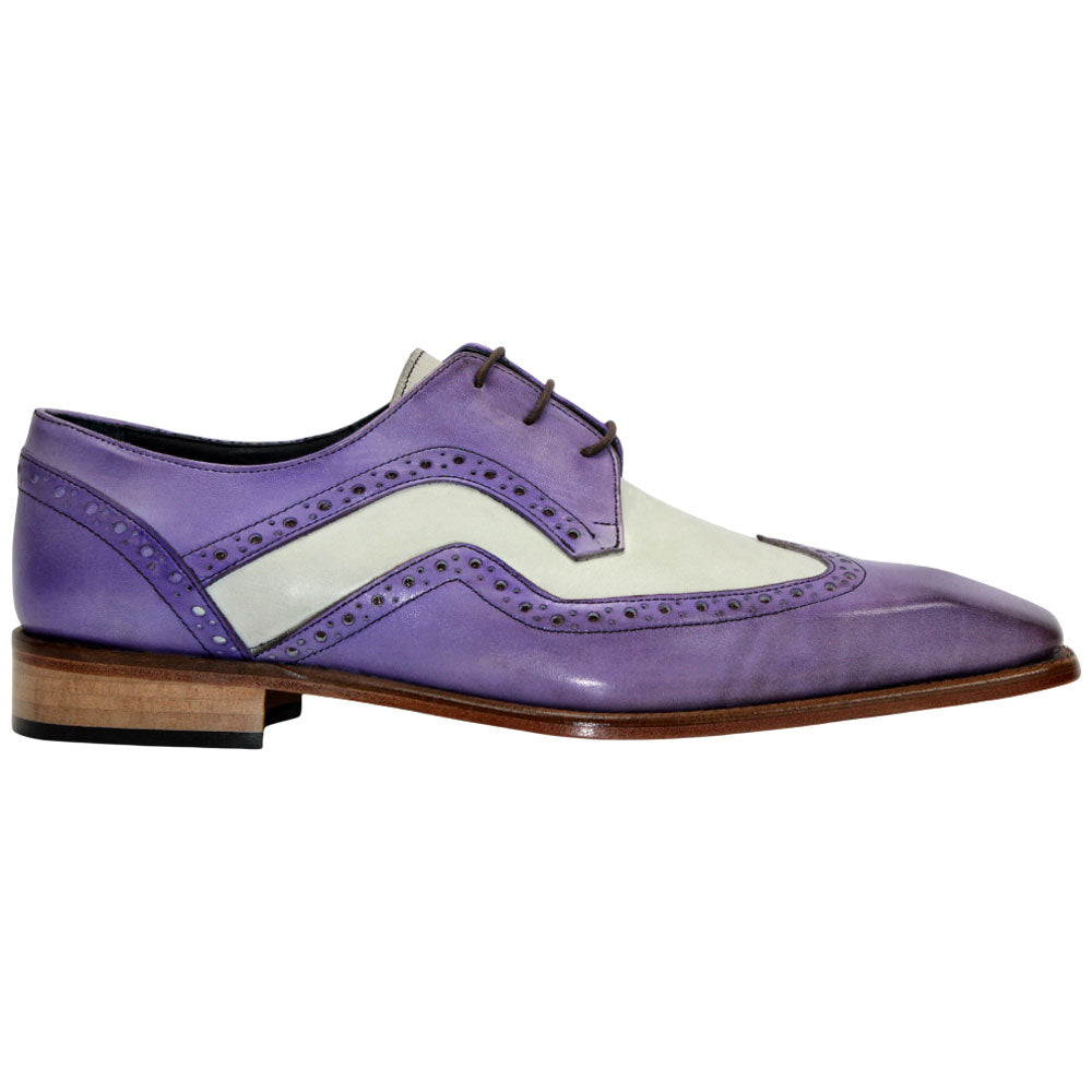 Duca Saranno Men's Lavender/Panna Calf-Skin Leather Oxfords Shoes
