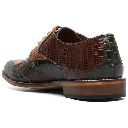 Stacy Adams Tristano Green Mu. Exotic Print Leather Bike Toe Derby (US Men Size)