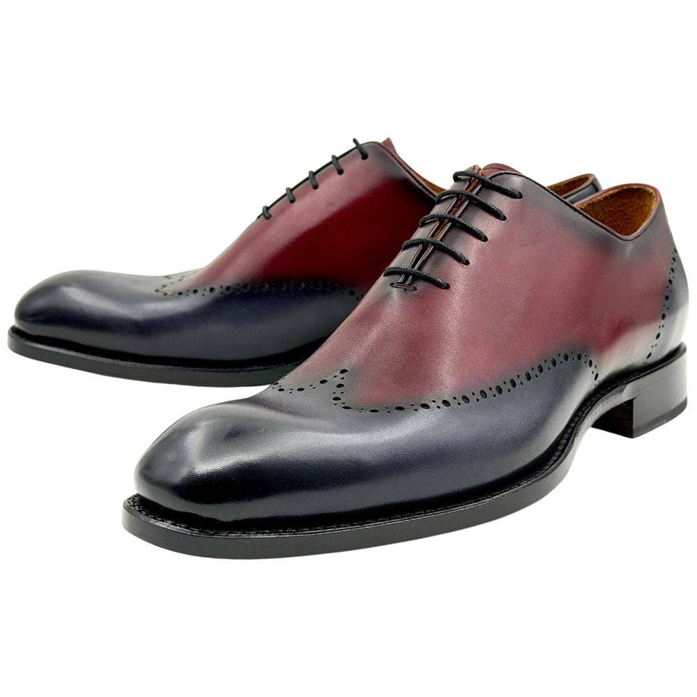 Ugo Vasare Williams Goodyear Welt Wholecut Toe Burgundy Grey Dress Shoes