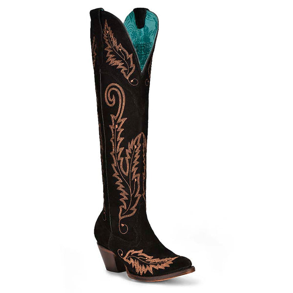 Corral Black and Gold Embroidery Cowgirl Boots