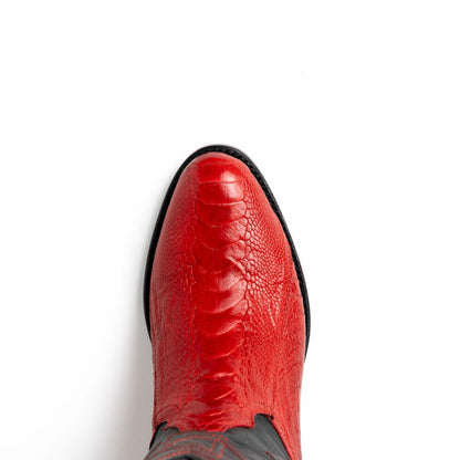 Denver Genuine Ostrich Leg Skin Red Cowboy Boot | Marco Di Milano Western Boots