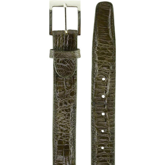 Belvedere Men's Olive Caiman Crocodile Belt