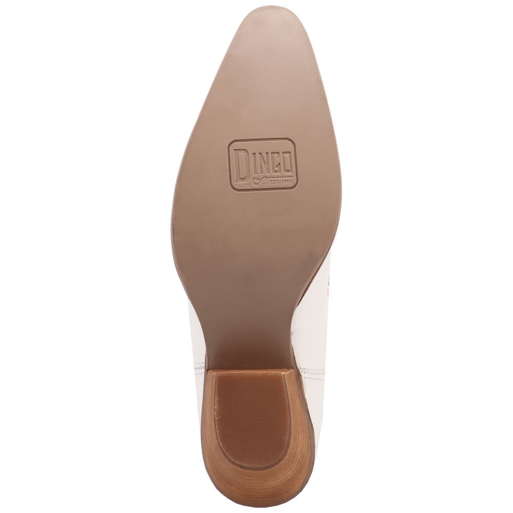 Nashville Nights Leather White with Multi-Color Embroidered Snip Toe Women Boot | Dingo Western Cowgirl Boots