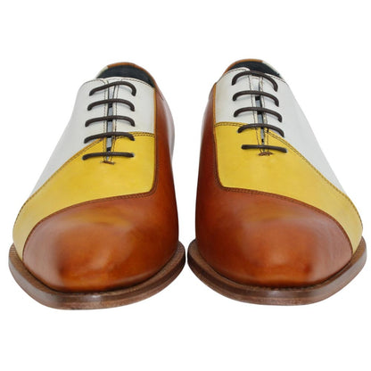 DUCA Spoleto II Men's Yellow Combo Italian Calfskin Spectator Oxford Shoes