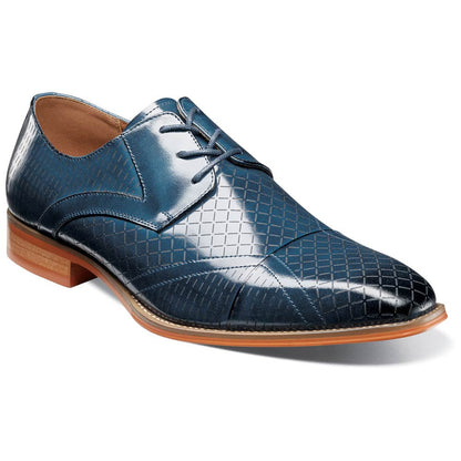 Stacy Adams Men’s Blue Textured Leather Cap Toe Oxfords Hobson