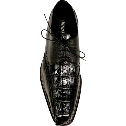Mauri Don Men's Black Exotic Hornback Tail / Pebble Grain Leather Derby Shoes