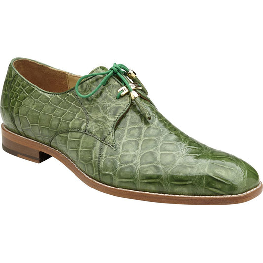 Belvedere Lago Pistachio Men’s Genuine American Alligator Lace Up Shoes