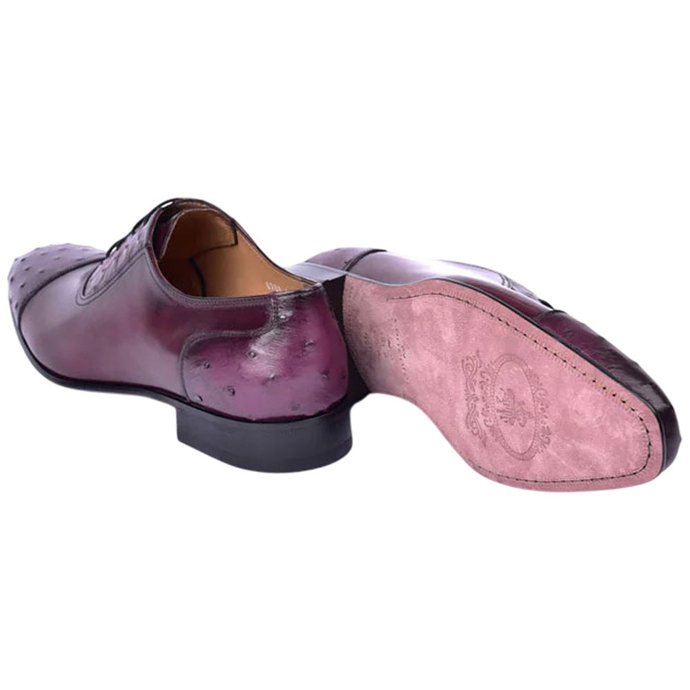 Corrente Men’s Genuine Ostrich Leather Burgundy Cap Toe Dress Shoe