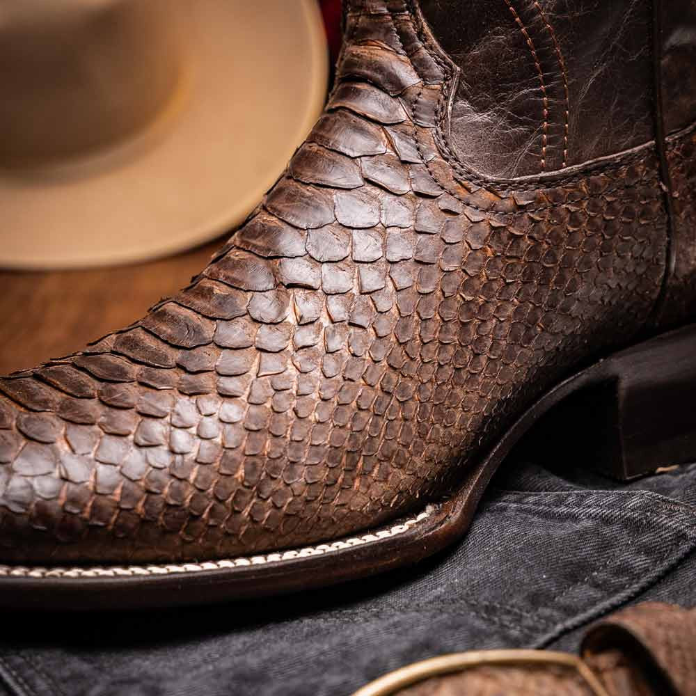Missouri Genuine Python Skin Brown Cowboy Boot | Marco Di Milano Western Boots