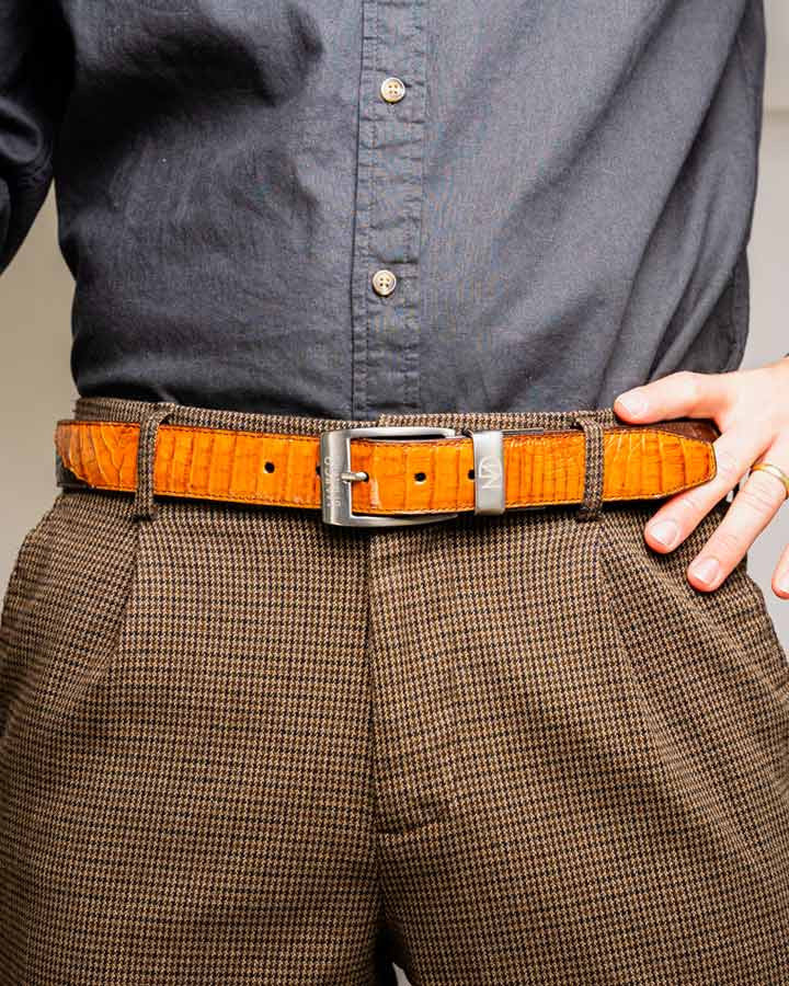 Marco Di Milano Men’s Caiman Back & Belly Leather Belt Luciano