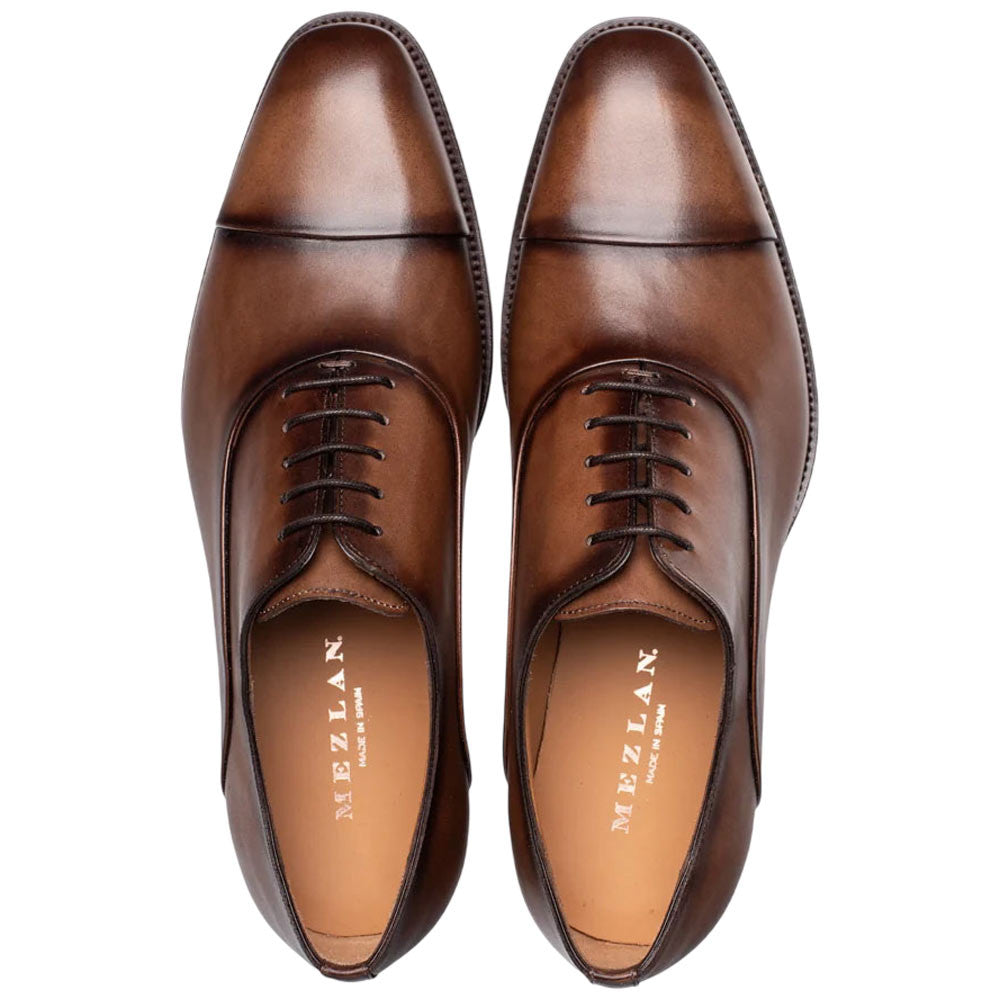 Mezlan Bocelli Cap Toe Oxford – Men's Chestnut Calfskin Lace-Up, Made in Spain