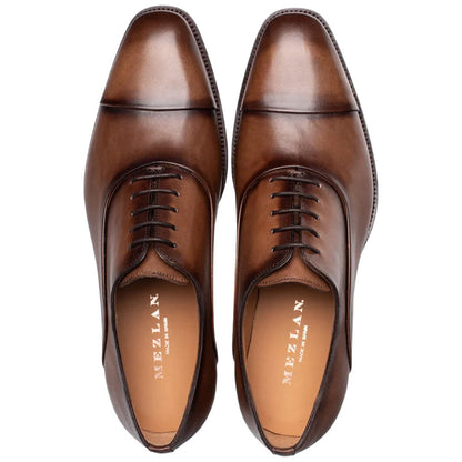 Mezlan Bocelli Cap Toe Oxford – Men's Chestnut Calfskin Lace-Up, Made in Spain