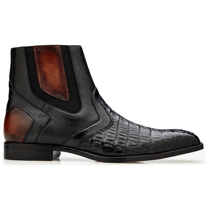 Belvedere Monte Black Caiman Crocodile Skin Chukka Zipper Boots (US Men Size)