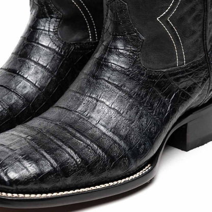 Tucson Genuine Caiman Belly Skin Black Cowboy Boot | Marco Di Milano Western Boots