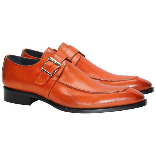 Garda Orange Calfskin Monstraps Moc Toe Oxfords | Duca Dress Shoes for Men