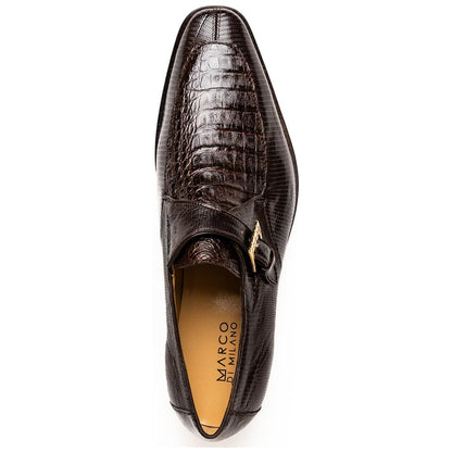 Toluca Genuine Crocodile and Lizard Skin Brown Monk Strap | Marco Di Milano