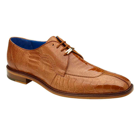 Belvedere Siena Men's Lace-Up Oxford Burnt Amber Genuine Ostrich Shoe