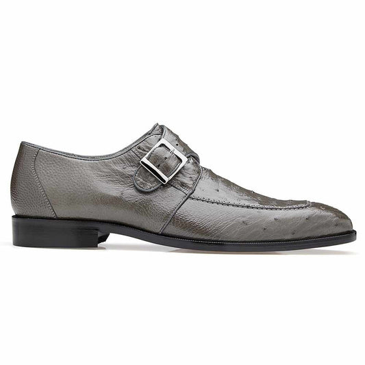 Belvedere Josh Men's Split Toe Monkstraps Gray Genuine Ostrich Loafer