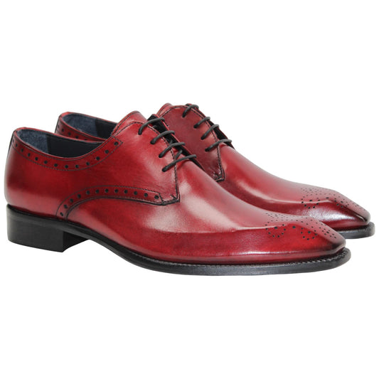 Duca Arpino Red Genuine Italian Calfskin Lace-Up Shoes