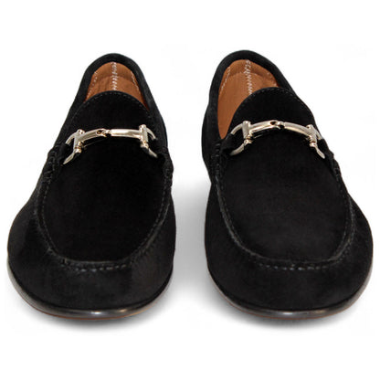 Termoli Black Suede Leather Slip On | Duca Dress Loafers for Men