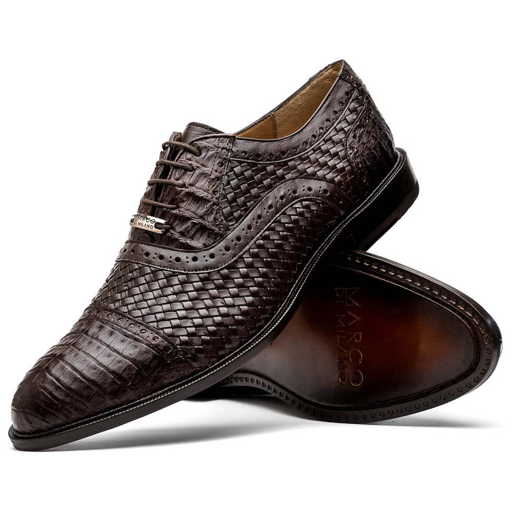 John Woven calfskin Genuine Caiman Crocodile Cap Toe Oxford | MARCO DI MILANO